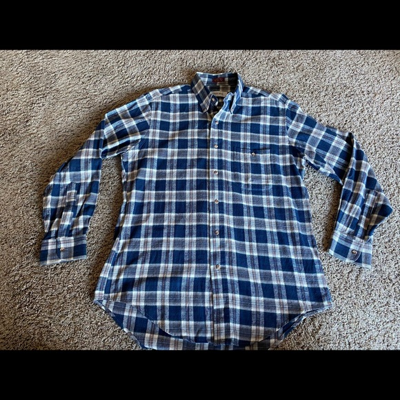 Vintage Frost Bros. Flannel Button Down Shirt Medium Plaid Blue - Picture 3 of 5